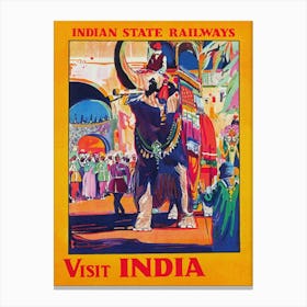 Visit India Vintage Travel Poster Canvas Print