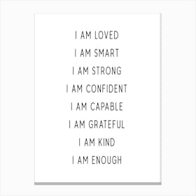 Kid Affirmations Canvas Print