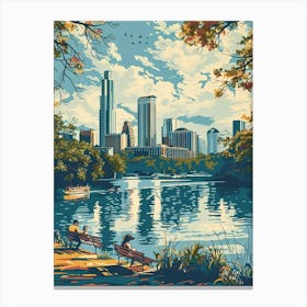 Duotone Illustration Zilker Metropolitan Park Austin Texas 2 Canvas Print