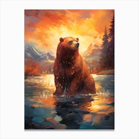 Bear In The Water Canvas Print