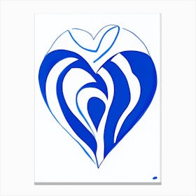 Joyful Heart Symbol Blue And White Line Drawing Canvas Print