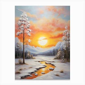 Sunset In The Snow 3 Canvas Print