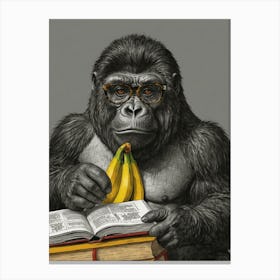 Gorilla Reading Book 1 Canvas Print