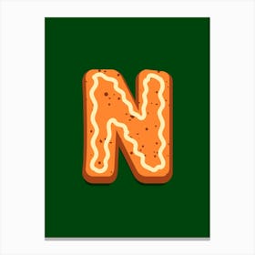 Gingerbread Christmas Letters Living Room Holiday Display Green 14 Canvas Print