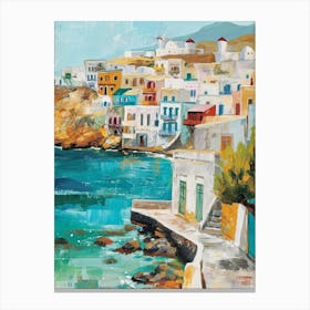 Mykonos Coast Kitsch Brushstrokes  4 Canvas Print