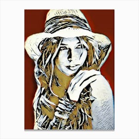 Portrait Girl In A Hat Canvas Print