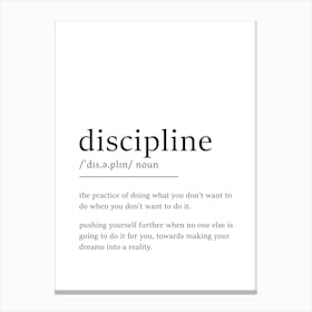 Discipline Definition Poster - Dictionary Canvas Print