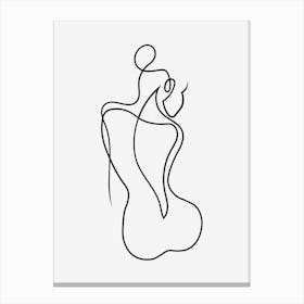 One Line Female Body Line Art Vector Woman Canvas Print