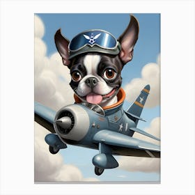 Boston Terrier Pilot-Reimagined 17 Canvas Print