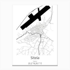 Siteia,Greece Minimalist Map Canvas Print