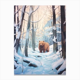 Winter Brown Bear 5 Illustration Canvas Print