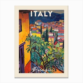 Perugia Italy 2 Fauvist Painting Travel Poster Canvas Print