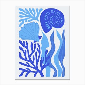 Blue Sea Life Ocean Collection Boho Canvas Print