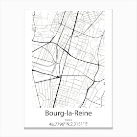 Bourg La Reine,France Minimalist Map Canvas Print