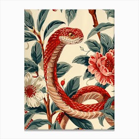 Lunar Year Of The Snake 2025 Wall Art Print Poster Framed Snake Art Chinese Zodiac Vintage Red 2 Canvas Print