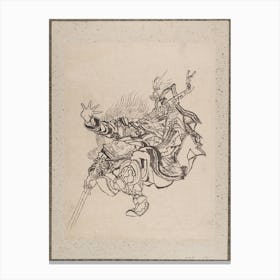 Samurai, Album Of Sketches (1760–1849) Painting, Katsushika Hokusai Canvas Print