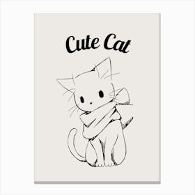 Cute Cat line art Canvas Print