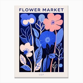 Blue Flower Market Poster Lily 4 Canvas Print