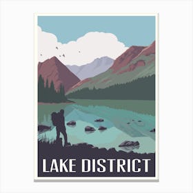 Lake District National Park Travel Poster Hiking Canvas Print