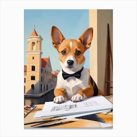 Cute Architect Dog Artist Pet Lover Canvas Print