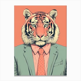 Tiger Illustrations Wearing A Business Suite 4 Canvas Print