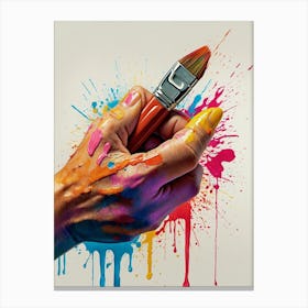 Hand Holding Paint Brush Canvas Print