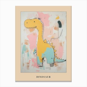 Retro Abstract Dinosaur Cartoon Poster Canvas Print