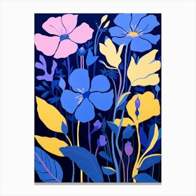 Blue Flower Illustration Evening Primrose 1 Canvas Print