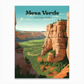 Mesa Verde National Park Colorado Mountain Travel Illustration Canvas Print