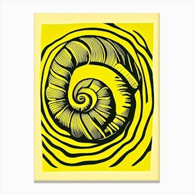 Snail Looking At A Snail Linocut Canvas Print