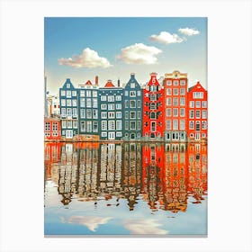 Amsterdam City Scene With Many Typical Dutch Houses Canvas Print