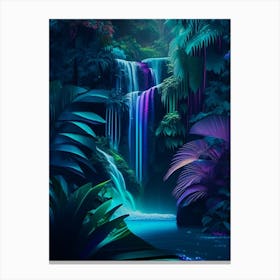 Waterfalls In A Jungle, Waterscape Holographic 2 Canvas Print