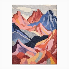 Mount Olympus Greece 2 Colourful Mountain Illustration Canvas Print