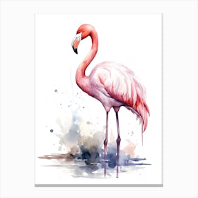 Pink Flamingo Watercolour In Autumn Colours 2 Canvas Print