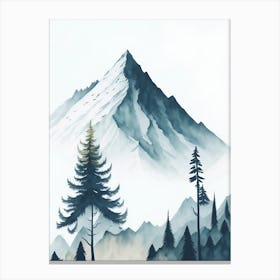 Mountain And Forest In Minimalist Watercolor Vertical Composition 90 Canvas Print