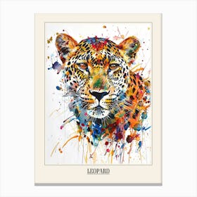 Leopard Colourful Watercolour 2 Poster Canvas Print