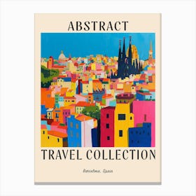 Abstract Travel Collection Poster Barcelona Spain 4 Canvas Print