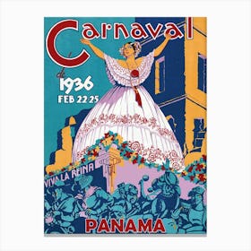 Carnival In Panama, 1936, Vintage Poster Canvas Print
