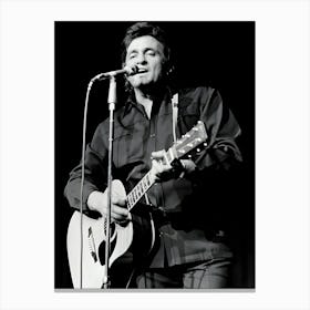 Country Singer Songwriter Johnny Cash Performs Onstage In 1973 Canvas Print