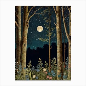 Moonlight In The Woods Style William Morris Art Print 12 Canvas Print