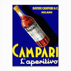 Campari Aperitivo Blue Yellow Bar Cocktails Vintage Bitter Canvas Print