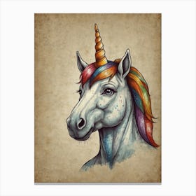 Unicorn With Rainbow Mane Canvas Print