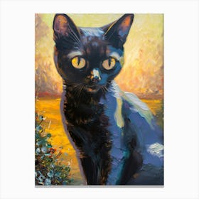 Black Cat Fine Art Oil Painting Canvas Print