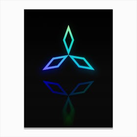 Neon Blue and Green Abstract Geometric Glyph on Black n.0056 Canvas Print