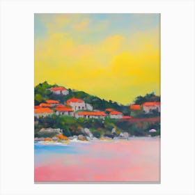 Sveti Stefan Beach, Montenegro Bright Abstract Canvas Print