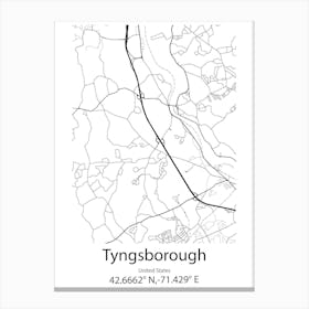 Tyngsborough,United States Minimalist Map Lienzo