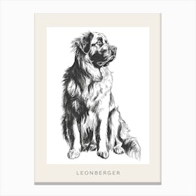 Leonberger Dog Line Sketch 2 Poster Canvas Print