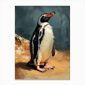 Adlie Penguin Isabela Island Oil Painting 2 Canvas Print