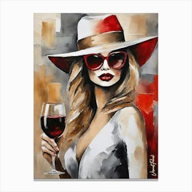 Woman With A Glass Of Wine Canvas Print