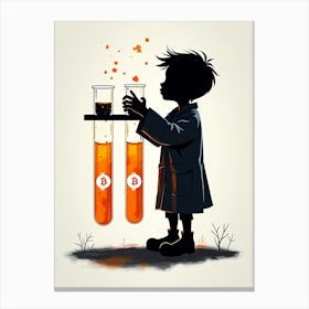 Bitcoin - Child Holding Test Tubes Canvas Print